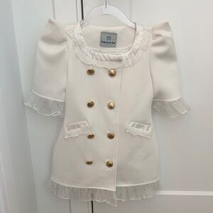 Petite Maison Kids Cream Double-Breasted Formal Dress